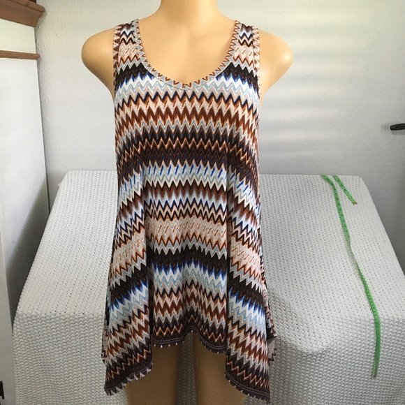 KAREN KANE MULTI COLORED ZIG ZAG PATTERN BLOUSE SIZE SMALL - Picture 1 of 4